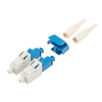 Fiber Connector, LC Duplex, for .9mm SMF, Blue, Short boot