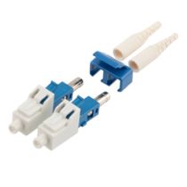 Fiber Connector, LC Duplex, for .9mm SMF, Blue, Short boot w/ Unibody Design