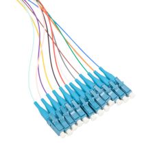 12 Fiber LC/UPC Distribution Style Pigtail, SM, Blue Boots
