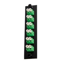 Fiber Sub Panel LC/APC Duplex Single mode Couplers, 6 count, Ceramic Sleeve, Green Connector, Black
