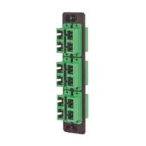 Fiber Sub Panel SC/APC Duplex Single mode Couplers, 6 count, Ceramic Sleeve, Green Connector, Black
