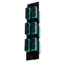 Fiber Sub Panel SC Duplex Multimode OM3 Couplers, 6 count, Bronze Sleeve, Black