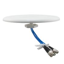 L-com Indoor Wide Band Omni Antenna, Ceiling Mount, 3 to 4.5 dBi Gain, 617-698/698-960/1695-2700/3300-4000/4800-6000 MHz Frequency Range, 4 x N-Female Connector, Low PIM, Linear Horizontal x 4 Polarization