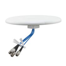 L-com Indoor Wide Band Omni Antenna, Ceiling Mount, 3 to 4.5 dBi Gain, 698-960/1710-2700/3300-4000 MHz Frequency Range, 4 x N-Female Connector, Low PIM, Linear Horizontal x 4 Polarization