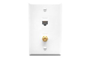 ICC RJ45 Cat5e Jack and F-Type Wall Plate - Single Gang - White
