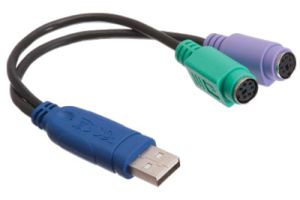 Intelligent USB Type A Male to Dual PS/2 Female Adapter Cable - 1 FT