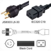 JIS8303 to C19 International Power Cord - 20 Amp - 3.0 M