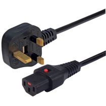 L-com Locking International Power Cord - BS 1363 to C13 - 10 Amp - 2M - Black