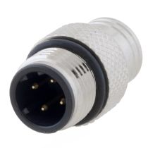 L-com M12 4 Pole D-code Mold Connector - Male - Shielded