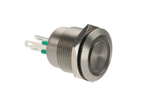 Green illuminated Vandal Resistant Push Button Switch with 2.8mm tab termination 