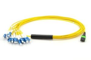 9/125 OS2 Singlemode MTP/MPO to LC Breakout Fiber Patch Cable - Type B - 12 Fiber - 2 Meter