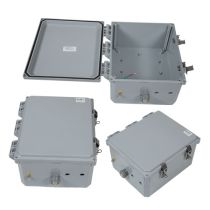 12x10x06 UL® Listed Polycarbonate Weatherproof NEMA 4X IP66 Enclosure, Blank Aluminum Mounting Plate, Dark Gray