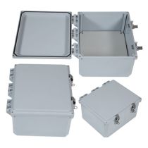 12x10x06 UL® Listed Polycarbonate Weatherproof NEMA 4X IP66 Enclosure, Non Metallic Mounting Plate, Dark Gray