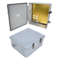 14x12x06 Polycarbonate Weatherproof NEMA 4X IP66 Enclosure, 120 VAC Mount Plate, Dark Gray