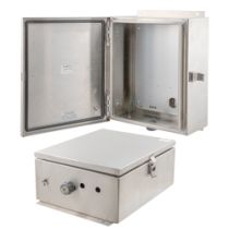 12x10x06 Stainless Steel Weatherproof Outdoor IP66 NEMA 4X Enclosure, Modified Base Drilled Mounting Plate