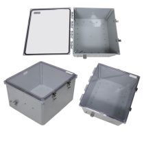 18x16x10 Polycarbonate Weatherproof IP66 NEMA 4X Enclosure, Modified Base Clear Lid , Dark Gray