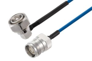 Pasternack4.3-10 Male Right Angle to 4.3-10 Male Right Angle Low PIM Cable 24 Inch Length Using TFT-402 Coax Using Times Microwave Components