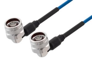 Pasternack N Male Right Angle to N Male Right Angle Low PIM Cable 12 Inch Length Using TFT-402 Coax Using Times Microwave Components