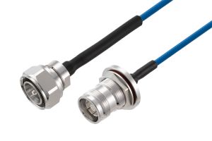 Pasternack 4.3-10 Male to 4.3-10 Female Bulkhead Low PIM Cable 12 Inch Length Using TFT-402-LF Coax Using Times Microwave Components
