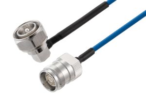 Pasternack 4.3-10 Male Right Angle to 4.3-10 Female Low PIM Cable 24 Inch Length Using TFT-402-LF Coax Using Times Microwave Components