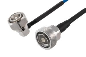 Pasternack 7/16 DIN Male Right Angle to 7/16 DIN Female Low PIM Cable 12 Inch Length Using TFT-402-LF Coax Using Times Microwave Components