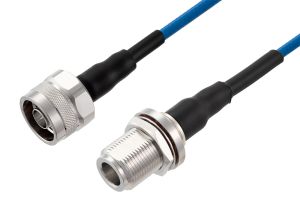 Pasternack N Male to N Female Bulkhead Low PIM Cable 12 Inch Length Using TFT-402-LF Coax Using Times Microwave Components