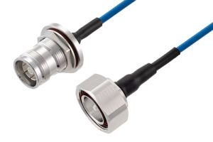 Pasternack 4.3-10 Female Bulkhead to 7/16 DIN Male Low PIM Cable 12 Inch Length Using TFT-402 Coax Using Times Microwave Components