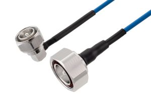 Pasternack 4.3-10 Male Right Angle to 7/16 DIN Male Low PIM Cable 12 Inch Length Using TFT-402 Coax Using Times Microwave Components
