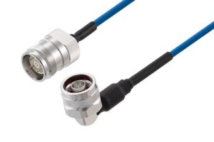 Pasternack 4.3-10 Female to N Male Right Angle Low PIM Cable 12 Inch Length Using TFT-402 Coax Using Times Microwave Components