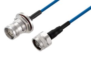 Pasternack 4.3-10 Female Bulkhead to N Male Low PIM Cable 24 Inch Length Using TFT-402 Coax Using Times Microwave Components