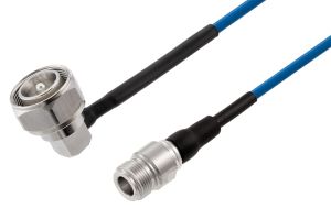Pasternack 4.3-10 Male Right Angle to N Female Low PIM Cable 24 Inch Length Using TFT-402 Coax Using Times Microwave Components