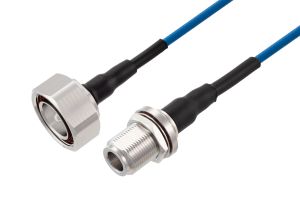 Pasternack 7/16 DIN Male to N Female Bulkhead Low PIM Cable 24 Inch Length Using TFT-402-LF Coax Using Times Microwave Components