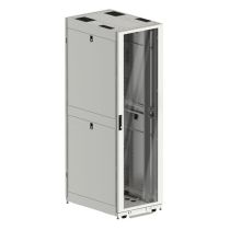 ShowMeCables 42U Server Rack Cabinet (White), 1000mm depth, Glass Front door and perf. rear french doors, cable mgt. top