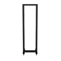 42U, 2-Post Steel Open Frame Rack, Black, Cage Nuts