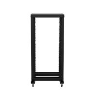 ShowMeCables Four-Post Adjustable Rack, 25U, Cage Nut, Casters Included, SRB Series, Black
