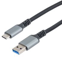 ShowMeCables USB 3.2 A/C Aluminum with Black Nylon Braid- 10Gbps, 5V 3A, 1M