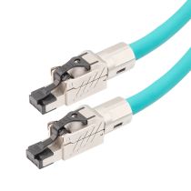 Category 7 10gig Industrial Outdoor High Flex Ethernet Cable, RJ45  Male/Plug, S/FTP Doubled Shielded, 26AWG Stranded, TPE, Black, 3FT