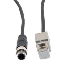 L-com Category 5e Economy M12 4 Position D code Cable, IP67 M12 Male Plug to RJ45 Female Jack, 26AWG Shielded Outdoor VW-1 PVC Black, 1.0M