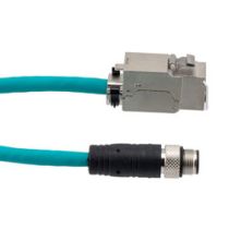 L-com Category 5e M12 IP68 4 Position D code Double Shielded SF/UTP Industrial Outdoor High Flex Cable, M12 M to RJ45 F, CMX TPE, TEAL, 1.0m