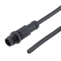 L-com IP69K Waterproof M12 5 Position B-code Sensor Actuator Signal Cable, Light Weight Plastic Nut, 22AWG, PVC, Male to Open, Black, 1M