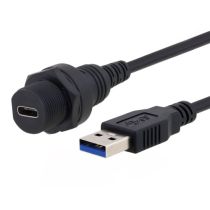 L-com USB cable 3.0, waterproof Type C female to Type A male - 1 M