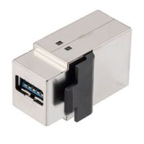 L-com USB 3.0 Adapter Coupler, Keystone Style, Type A Female Jack to Type B Female Jack, Shielded, Silver