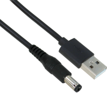 2.1mm DC Power Male Plug to USB A Male - 3 FT