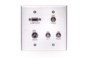 VGA, 3.5mm, Composite A/V Wall Plate- Double Gang - Stainless Steel