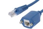Panel-Mount Female to Male Cat5e Ethernet Patch Cable - Standard Boot - Blue