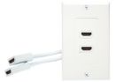 HDMI Pigtail Wall Plate - Single Gang - 2 Port - White
