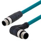 L-com Category 5e M12 4 Position D code Double Shielded Industrial Cable, Right Angle